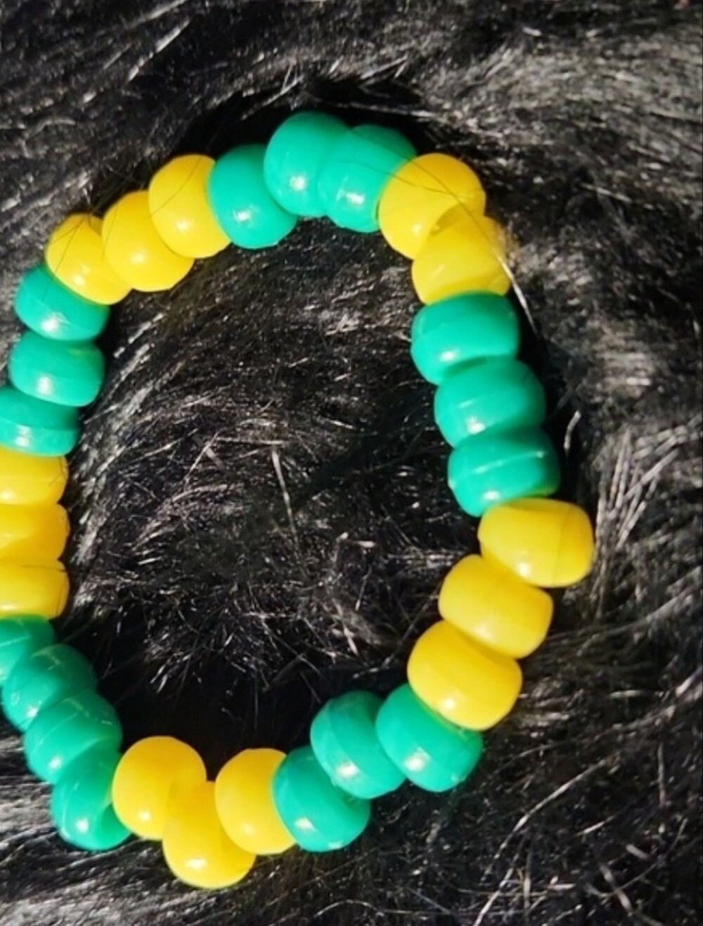 Beaded Stretch Bracelet - Yellow & Teal